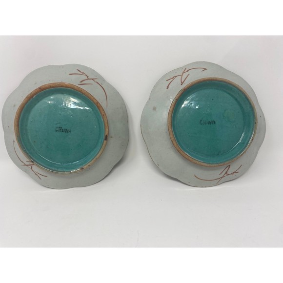 Antique Handmade Handpainted Earthenware China Rooster Set of Bowls Plates 7” - Picture 2 of 7